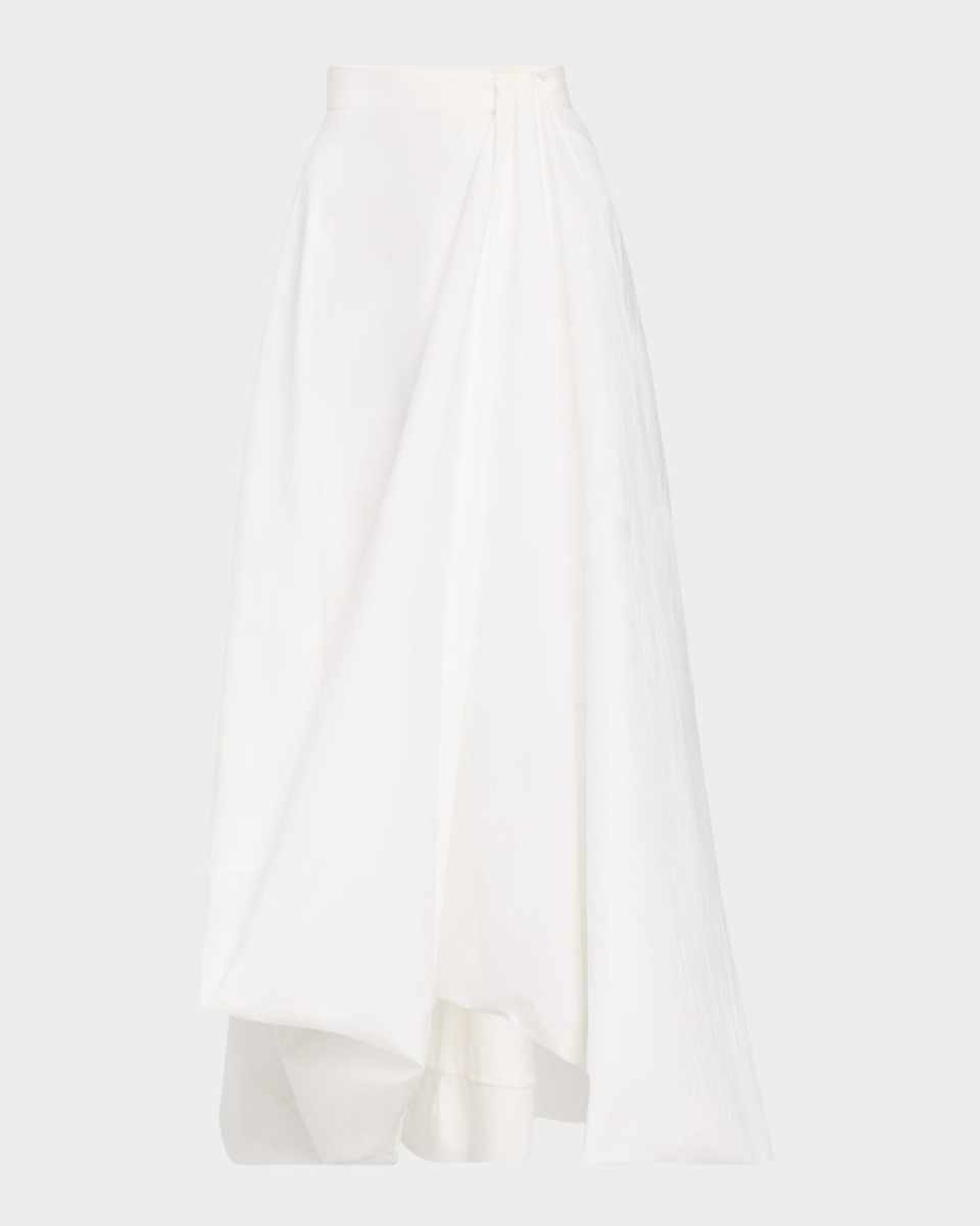 Long Bubble Hem Cotton Poplin Skirt